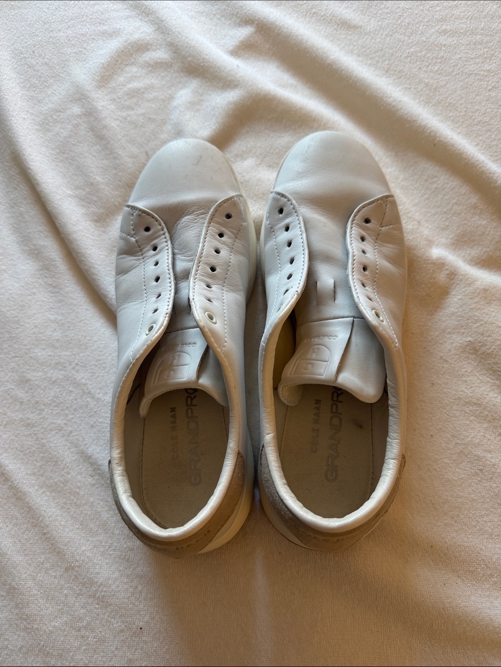 Cole Haan White Leather Slip-On Sneakers